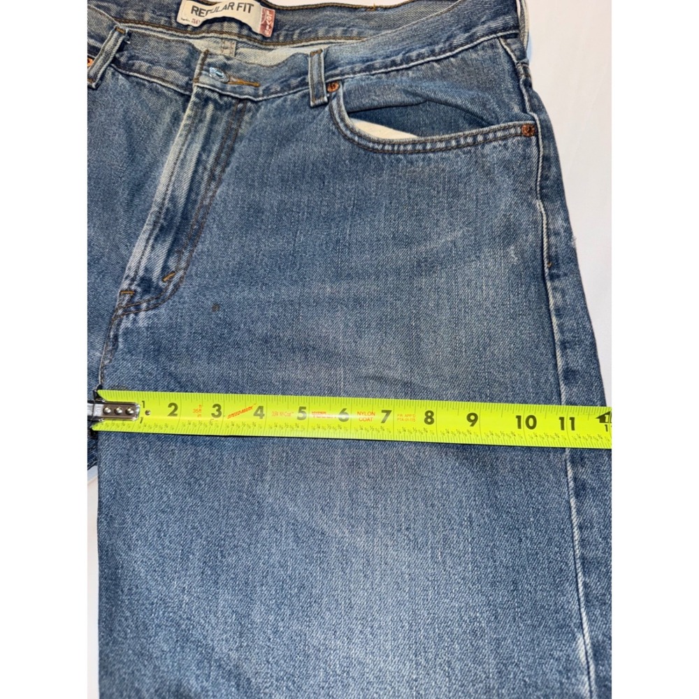 Levis 505 Regular Fit Mens Jeans 38x32 Medium Wash Blue Denim Straight Leg - Picture 9 of 10